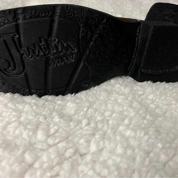 Brand new brown teal detail short JUSTINS COWBOY BOOTS - Picture 3 of 5